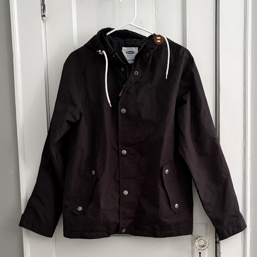 Old Navy Black Raincoat Peacoat Trench size small